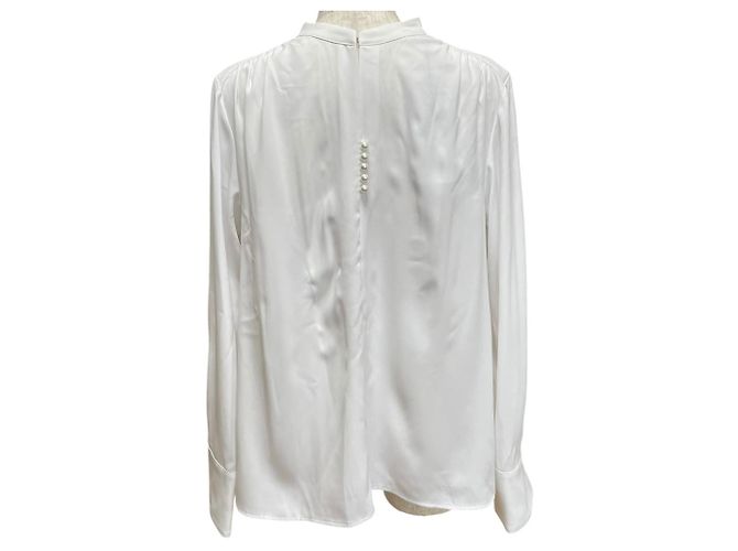Autre Marque Blusa de georgette con botones de perla PLST Blanco - vista 3