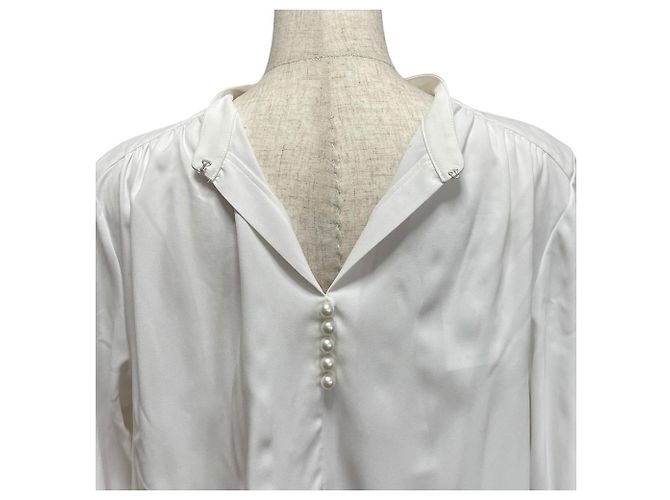 Autre Marque Blusa de georgette con botones de perla PLST Blanco - vista 4