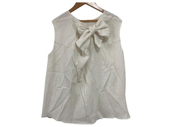 Autre Marque Blusa sin mangas de algodón, nylon y seda con cinta en la espalda BLAMINK Blanco - vista 3