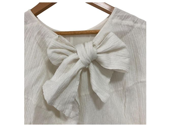 Autre Marque Blusa sin mangas de algodón, nylon y seda con cinta en la espalda BLAMINK Blanco - vista 4
