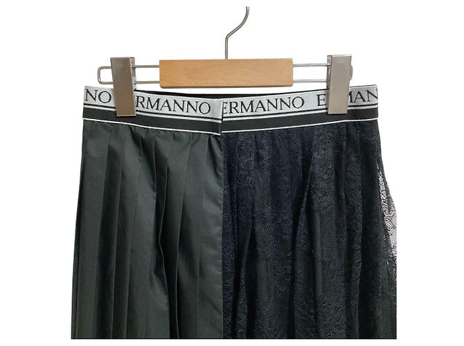Autre Marque Falda larga plisada de encaje Ermanno Scervino Negro - vista 5