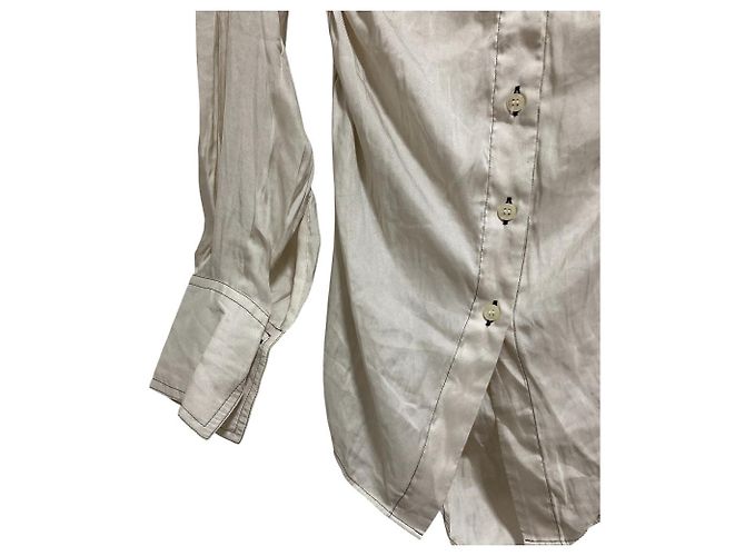 Autre Marque Camicia in satin Fetico Gatherer Beige - vista 3