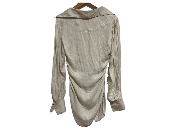 Autre Marque Camicia in satin Fetico Gatherer Beige - vista 4