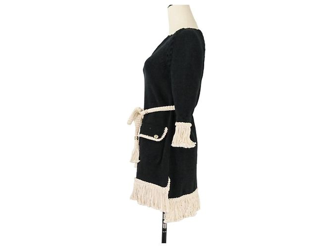Timeless Chanel Fransen-Tweedkleid Schwarz - Ansicht 2