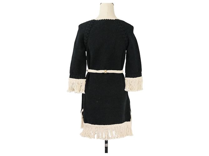 Timeless Chanel Fransen-Tweedkleid Schwarz - Ansicht 3