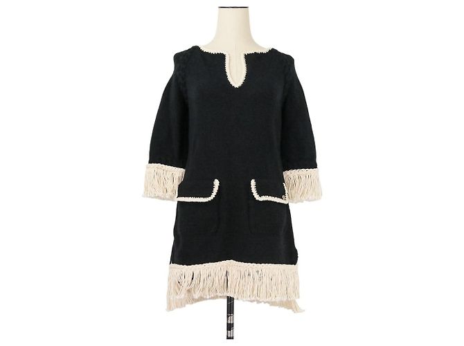 Timeless Chanel Fransen-Tweedkleid Schwarz - Ansicht 8