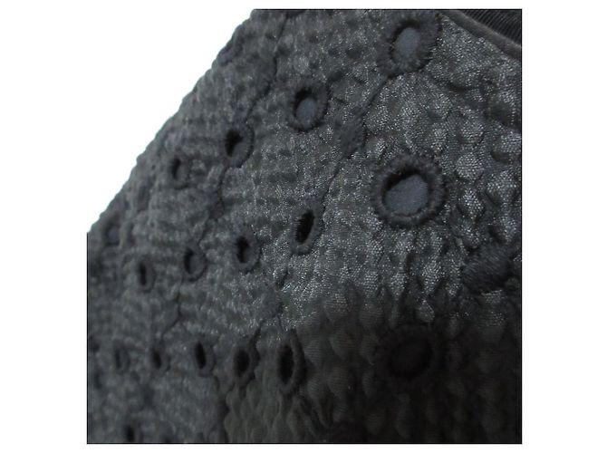 Autre Marque Flock-Jacquard-Spitzenbluse Drawer Schwarz - Ansicht 3