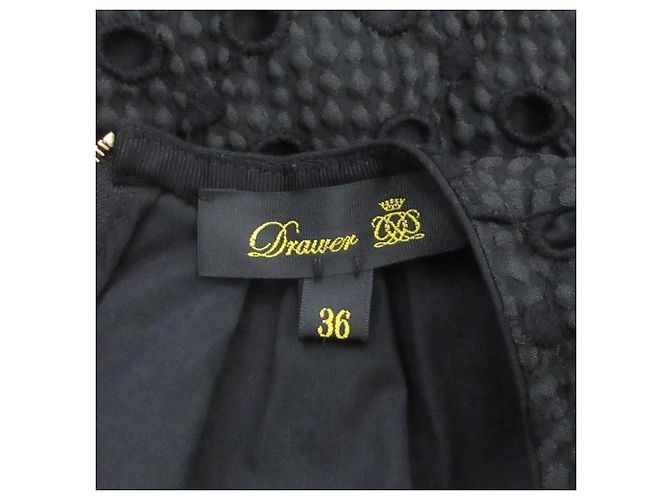 Autre Marque Flock-Jacquard-Spitzenbluse Drawer Schwarz - Ansicht 6