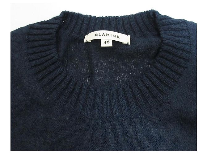 Autre Marque Top de Tricô de Linho e Nylon BLAMINK Azul Azul marinho - vista 11