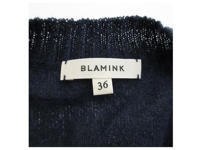 Autre Marque Top de Tricô de Linho e Nylon BLAMINK Azul Azul marinho - vista 7