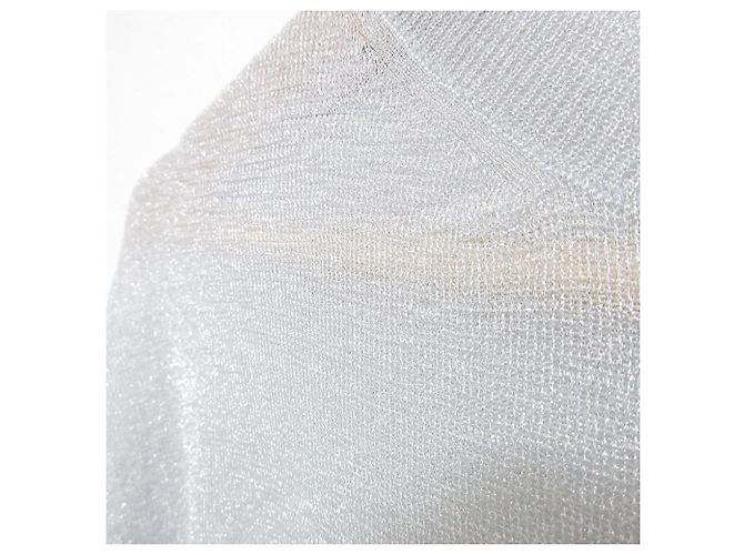 Autre Marque BLAMINK Lame 18G Langarm-Strickpullover mit Rippenmuster Silber - Ansicht 3