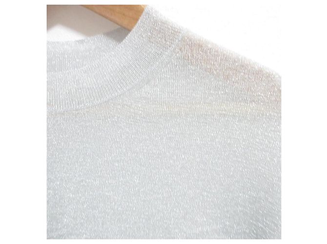 Autre Marque BLAMINK Lame 18G Langarm-Strickpullover mit Rippenmuster Silber - Ansicht 4