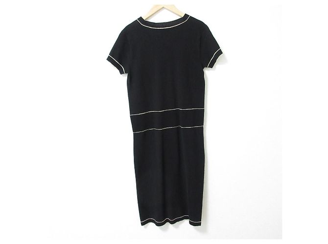 Timeless Chanel Coco Mark Piqué Kleid Schwarz - Ansicht 2