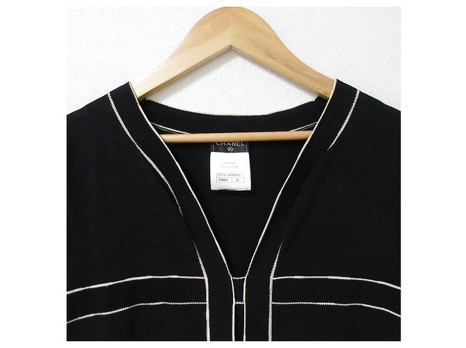 Timeless Chanel Coco Mark Piqué Kleid Schwarz - Ansicht 3