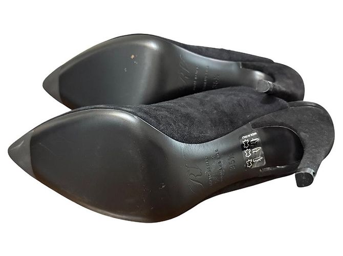 Mule in suede con punta affusolata e logo RV Roger Vivier Nero - vista 8