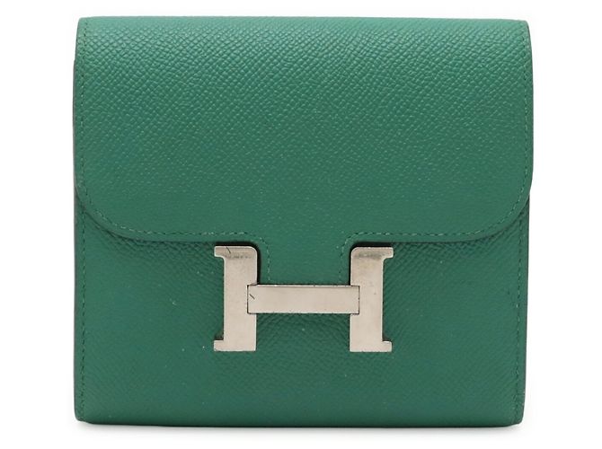 Billetera bi-fold compacta Constance de Hermès Verde - vista 2