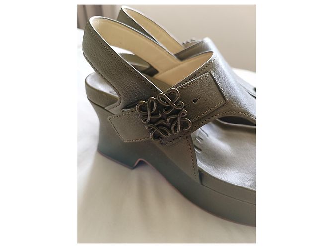 Loewe Ease Slingback Plattformsandalen Größe 38 Dunkelgrün - Ansicht 3