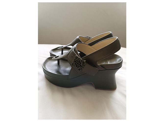 Loewe Ease Slingback Plattformsandalen Größe 38 Dunkelgrün - Ansicht 5