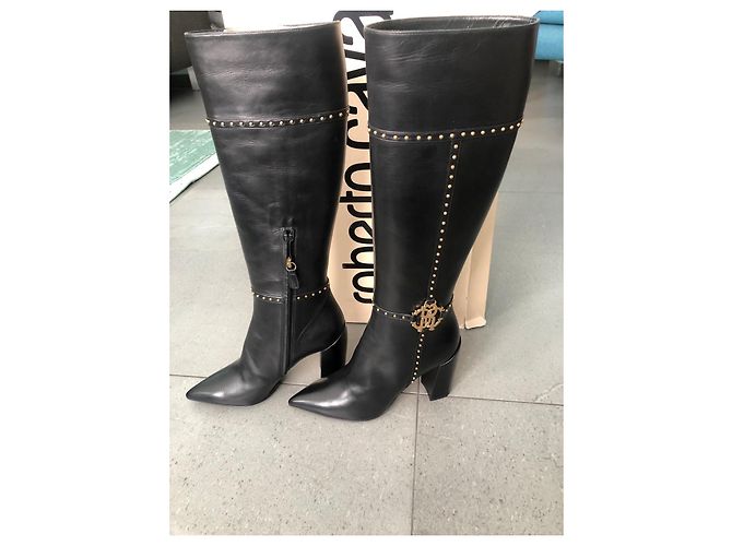 Botas de piel negra Roberto Cavalli Negro - vista 3