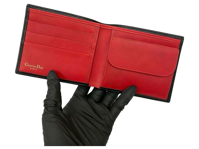 Portafoglio in pelle bifold Christian Dior Nero - vista 8
