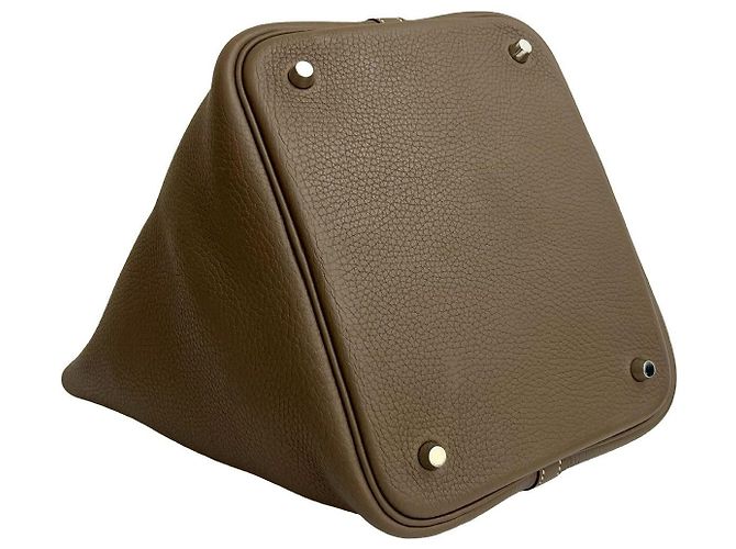 Borsa Hermès Picotin Lock MM in Taurillon Clemence Beige Taupe - vista 15
