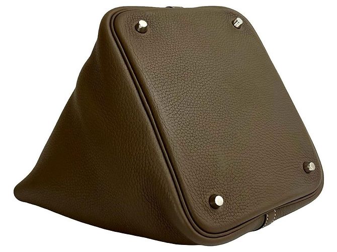 Borsa Hermès Picotin Lock MM in Taurillon Clemence Beige Taupe - vista 16