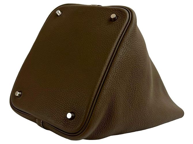 Borsa Hermès Picotin Lock MM in Taurillon Clemence Beige Taupe - vista 17