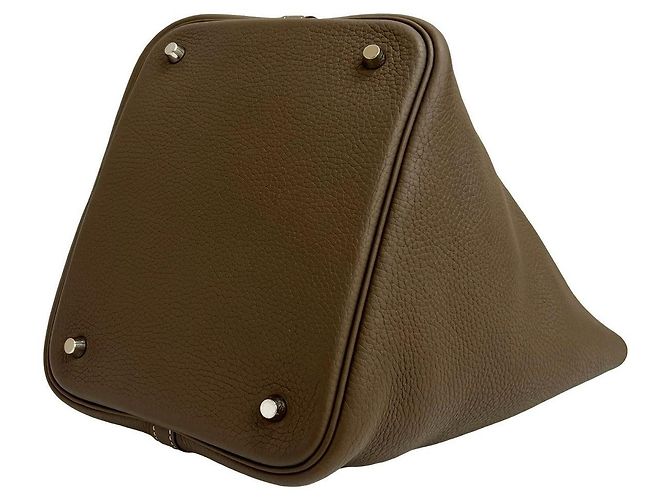 Borsa Hermès Picotin Lock MM in Taurillon Clemence Beige Taupe - vista 18