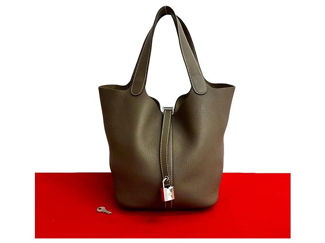 Borsa Hermès Picotin Lock MM in Taurillon Clemence Beige Taupe - vista 2