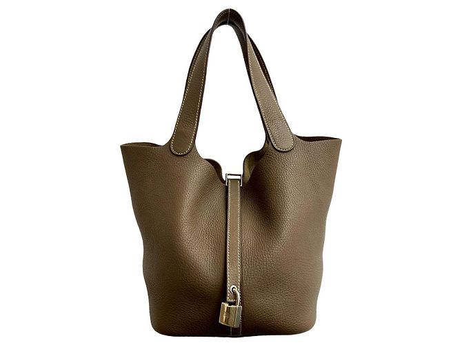 Borsa Hermès Picotin Lock MM in Taurillon Clemence Beige Taupe - vista 3
