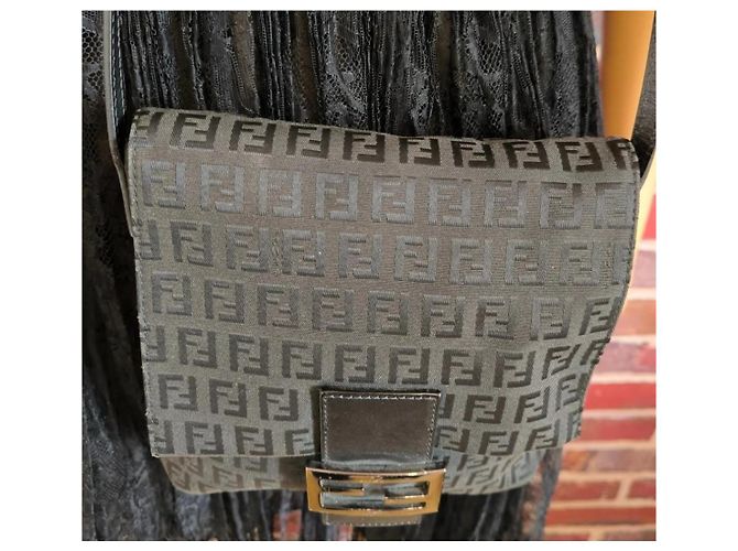Fendi Schulter-Baguette-Tasche Anthrazitgrau - Ansicht 9