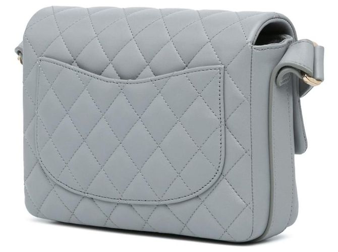 Timeless Chanel Flap Bag con Tracolla in Pelle Trapuntata Grigio - vista 2