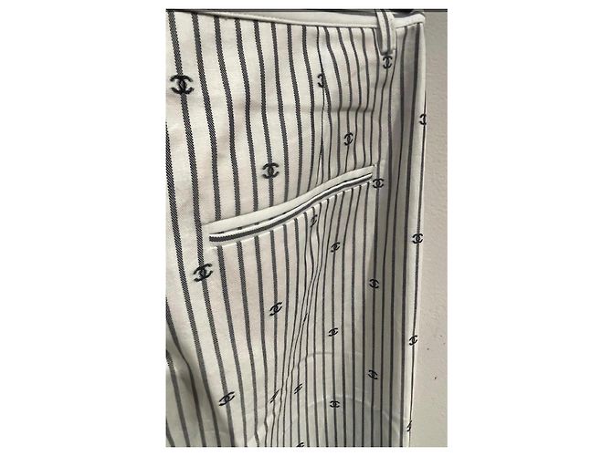 Pantalones Chanel de algodón blanco y negro - vista 3
