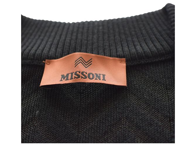 Oversized V-Ausschnitt Pullover in Schwarz mit Zickzack-Muster von Missoni IT42 / M – Hergestellt in Italien - Ansicht 3
