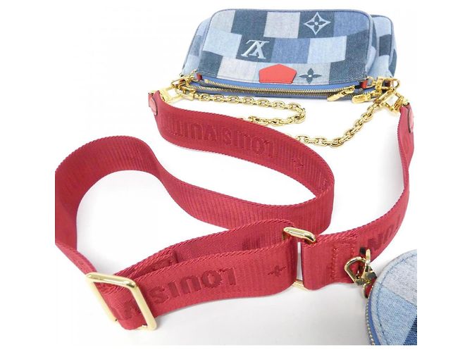 Borsa a Spalla Multi Pochette Accessoires M44990 in Denim Monogram Louis Vuitton Rosso - vista 8