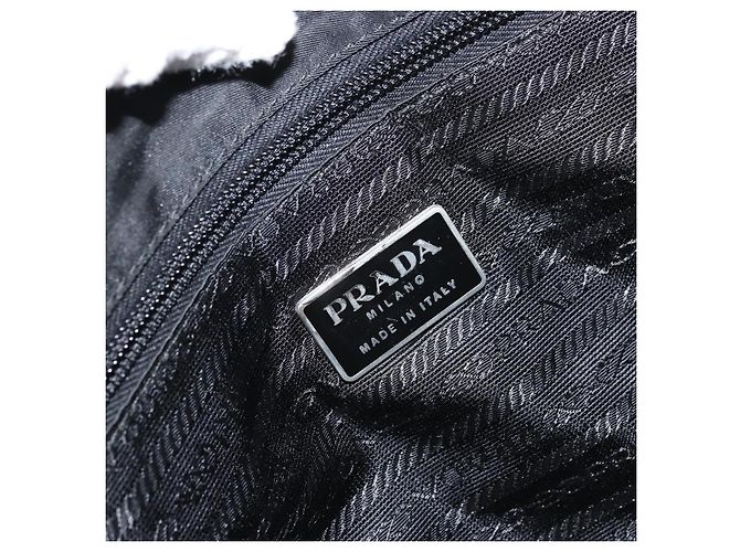 Borsa Tote Prada in nylon nero argento Auth 158528 - vista 10