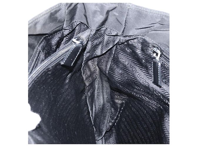 Borsa Tote Prada in nylon nero argento Auth 158528 - vista 19