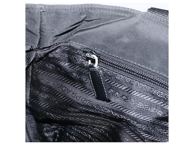 Borsa Tote Prada in nylon nero argento Auth 158528 - vista 20
