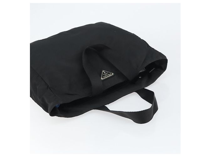 Borsa Tote Prada in nylon nero argento Auth 158528 - vista 6