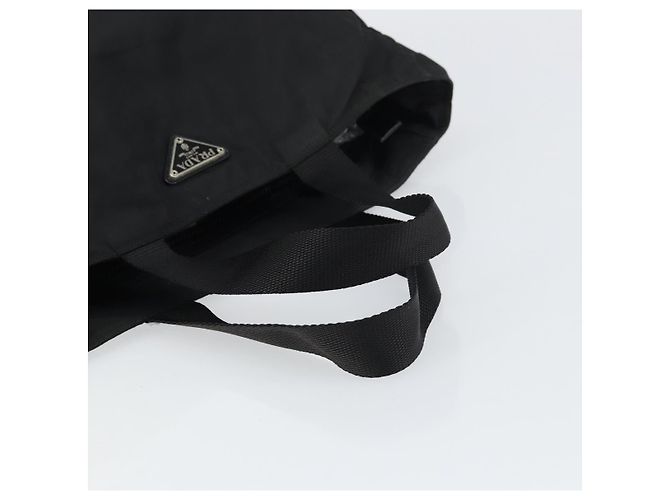 Borsa Tote Prada in nylon nero argento Auth 158528 - vista 7