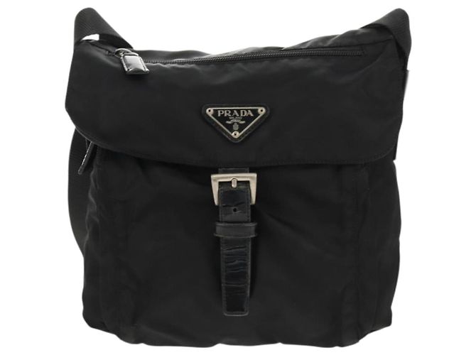 PRADA Schultertasche Nylon Silber Schwarz Auth 158487 - Ansicht 13