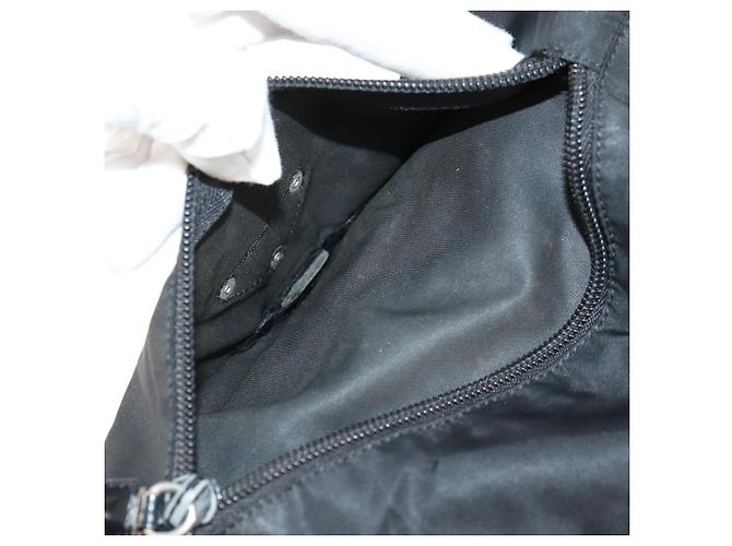 PRADA Schultertasche Nylon Silber Schwarz Auth 158487 - Ansicht 22