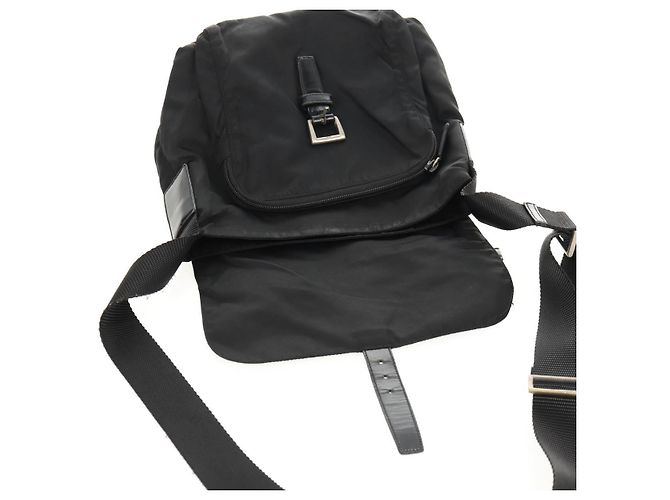 PRADA Schultertasche Nylon Silber Schwarz Auth 158487 - Ansicht 23