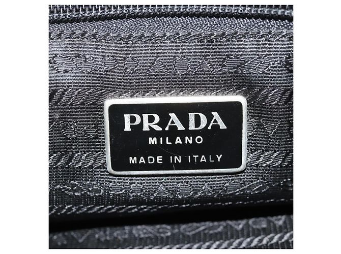 PRADA Schultertasche Nylon Silber Schwarz Auth 158487 - Ansicht 27