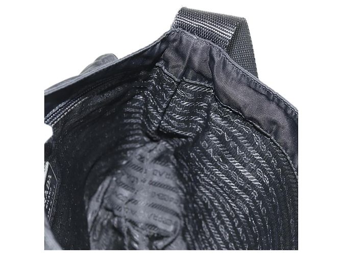PRADA Schultertasche Nylon Silber Schwarz Auth 158487 - Ansicht 28