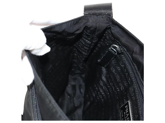 PRADA Schultertasche Nylon Silber Schwarz Auth 158487 - Ansicht 29