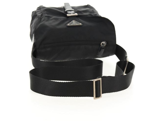 PRADA Schultertasche Nylon Silber Schwarz Auth 158487 - Ansicht 8