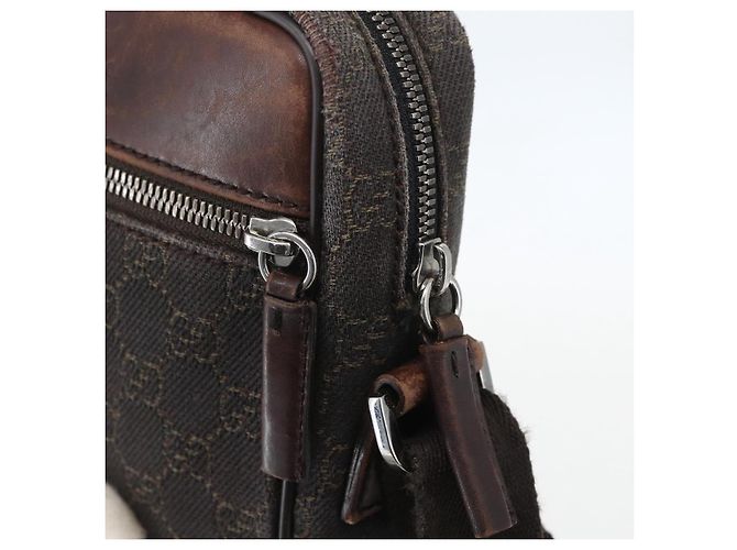 Borsa a Spalla GG Canvas Gucci Marrone Argento Auth 155588 - vista 10