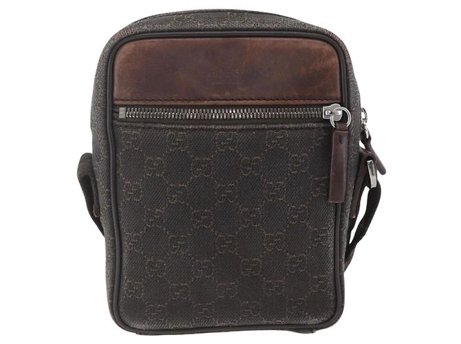 Borsa a Spalla GG Canvas Gucci Marrone Argento Auth 155588 - vista 13