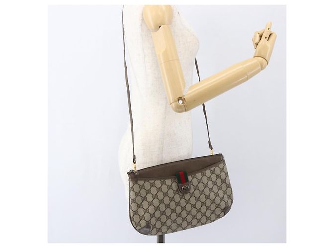 Gucci GG Supreme Web Sherry Line Schultertasche PVC Beige 39 02 026 Auth ka1189 - Ansicht 22